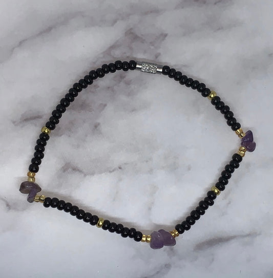 Midnight Aura Amethyst Anklet