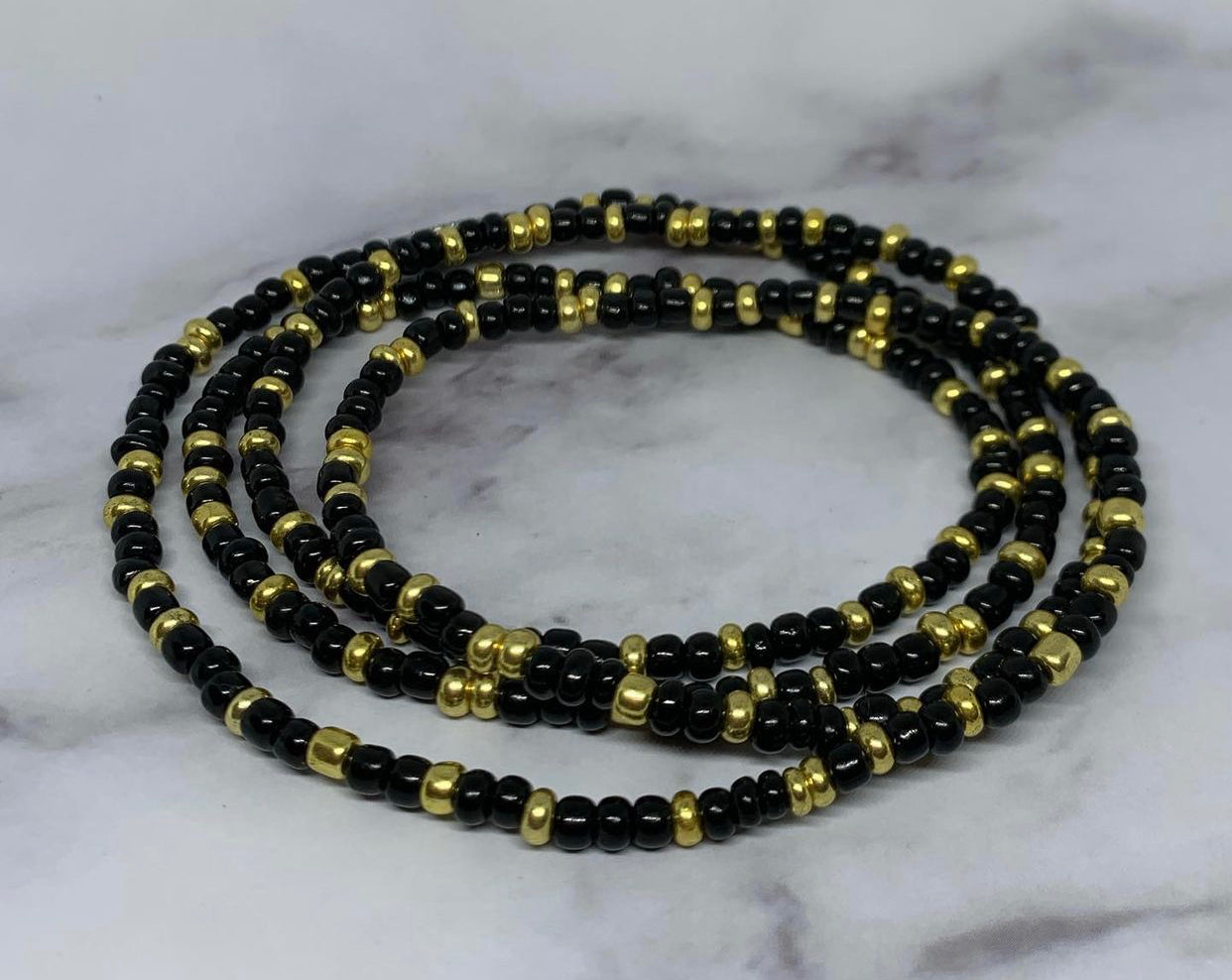 Obsidian Gold Elegance Waistbeads